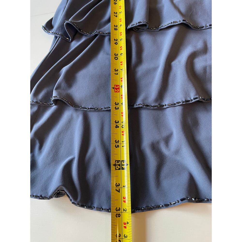 Patra Special Occasion Dress Sz 6 Blue Tiered Beaded V-Neck Sleeveless Elegant - Picture 11 of 11